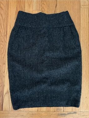 Bottega Veneta Dark Gray Wool Pencil Skirt - Classic Women's Wool Skirt